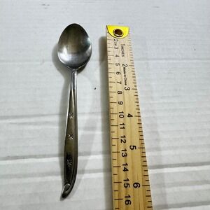 Ekco Eterna Stainless Teaspoon Starburst Snowflake Pattern Mid Century 6 inch